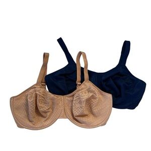 Wacoal Visual Effects Minimizer Bra Size 40G Underwire (2 Bras) Beige & Blue